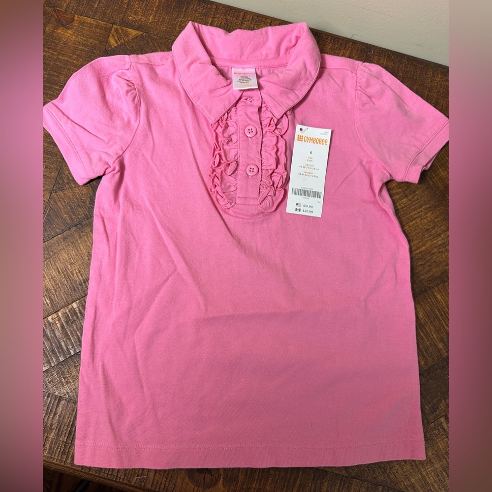 NWT Gymboree Girls 6‎ Pink Ruffled Shirt Top